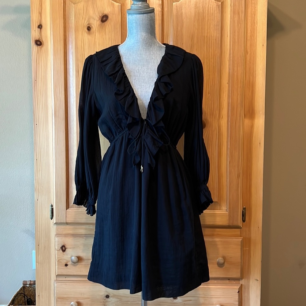 Free People Black Morning Light Mini Dress M